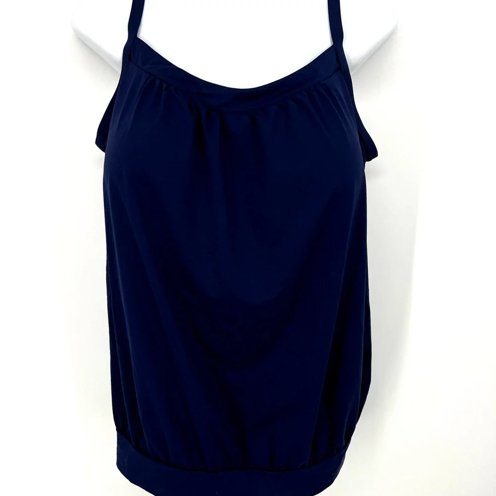 Lands' End Womens Tankini Swim Top Only Size 16 Navy Blue